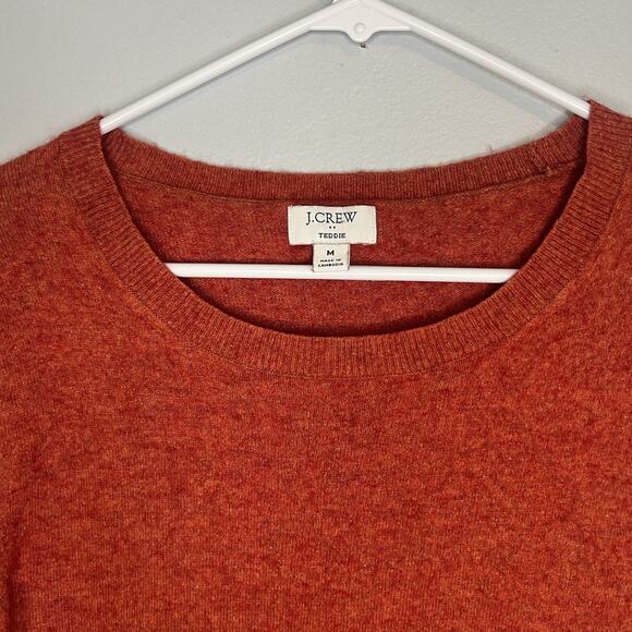 J Crew Womens Merino Wool Cotton Blend Sweater Crew Neck Sz M Orange - Picture 2 of 11